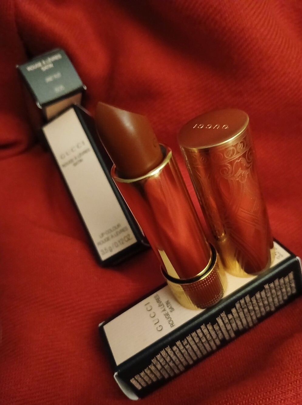 Gucci Brown Lipstick with Gold Embossed Tube
